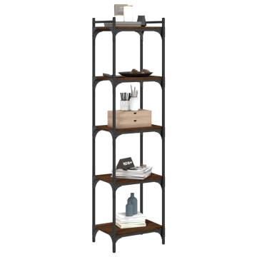 Bookcase 5-Tier Brown Oak 40x30x154 cm Engineered Wood