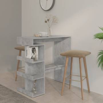 Bar Table with Storage Rack Concrete Grey 100x50x101.5cm Engineered Wood