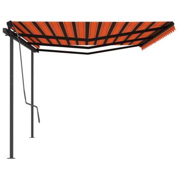 Manual Retractable Awning with Posts 6x3 m Orange and Brown