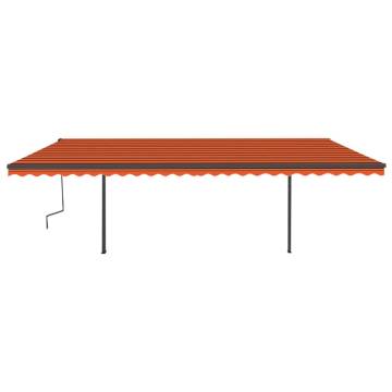 Manual Retractable Awning with Posts 6x3 m Orange and Brown