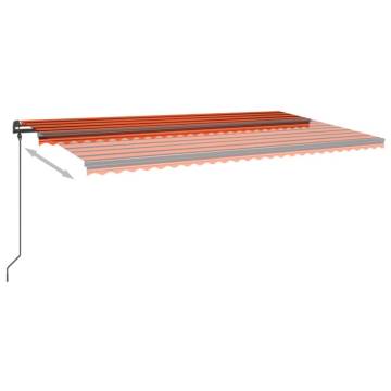 Manual Retractable Awning with Posts 6x3 m Orange and Brown