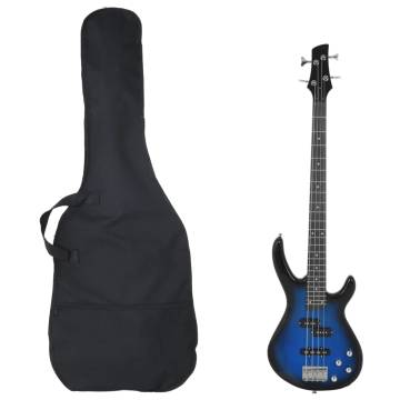 Electric Bass Guitar for Beginner with Bag Blue and Black 4/4 46"