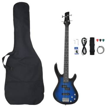 Electric Bass Guitar for Beginner with Bag Blue and Black 4/4 46"