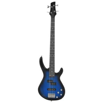 Electric Bass Guitar for Beginner with Bag Blue and Black 4/4 46"