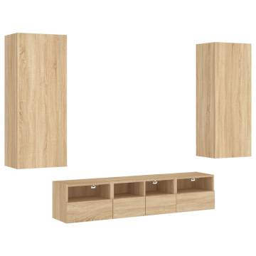 5 Piece TV Wall Units Sonoma Oak Engineered Wood