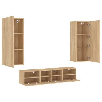 5 Piece TV Wall Units Sonoma Oak Engineered Wood