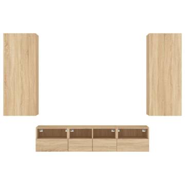 5 Piece TV Wall Units Sonoma Oak Engineered Wood