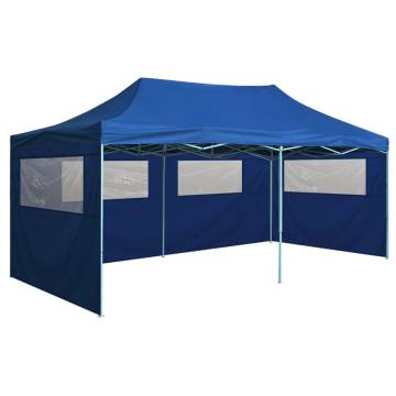 Professional Folding Party Tent with 4 Sidewalls 3x6 m Steel Blue