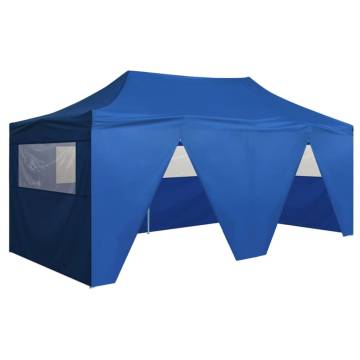 Professional Folding Party Tent with 4 Sidewalls 3x6 m Steel Blue