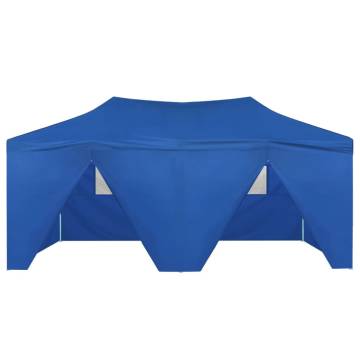 Professional Folding Party Tent with 4 Sidewalls 3x6 m Steel Blue