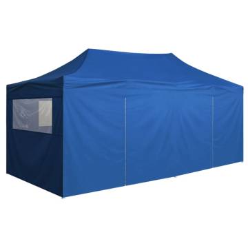 Professional Folding Party Tent with 4 Sidewalls 3x6 m Steel Blue