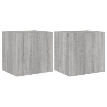 TV Wall Cabinets with LED Lights 2 pcs Grey Sonoma 40.5x35x40 cm