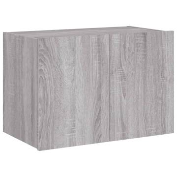 TV Wall Cabinet with LED Lights Grey Sonoma 60x35x41 cm