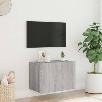 TV Wall Cabinet with LED Lights Grey Sonoma 60x35x41 cm