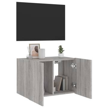 TV Wall Cabinet with LED Lights Grey Sonoma 60x35x41 cm