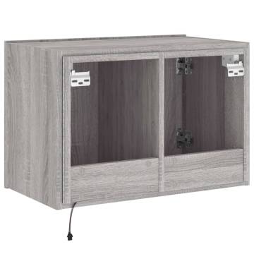 TV Wall Cabinet with LED Lights Grey Sonoma 60x35x41 cm