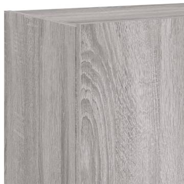 TV Wall Cabinet with LED Lights Grey Sonoma 60x35x41 cm