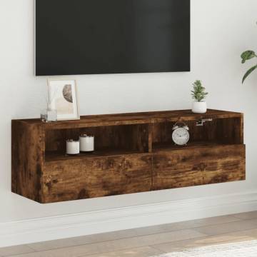 TV Wall Cabinet Smoked Oak 100x30x30 cm Engineered Wood