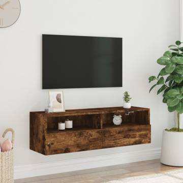 TV Wall Cabinet Smoked Oak 100x30x30 cm Engineered Wood