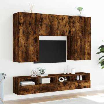 TV Wall Cabinet Smoked Oak 100x30x30 cm Engineered Wood