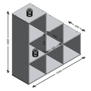 FMD Room Divider with 6 Compartments Concrete Grey