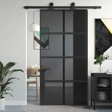 Sliding Door Black 102.5x205 cm Tempered Glass and Aluminium