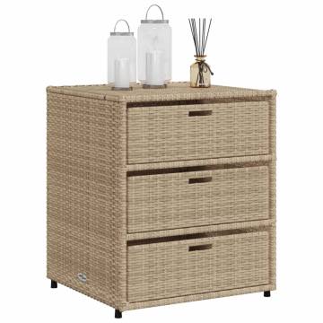 Garden Storage Cabinet Beige 55x59x69 cm Poly Rattan