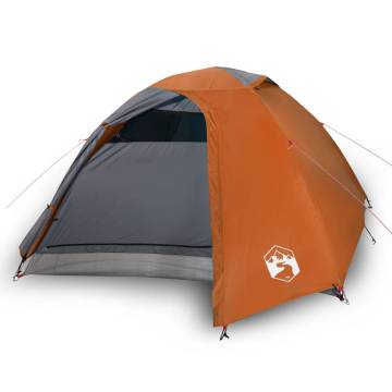 Camping Tent 4-Person Grey and Orange Waterproof