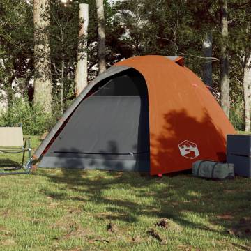 Camping Tent 4-Person Grey and Orange Waterproof