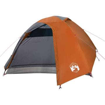 Camping Tent 4-Person Grey and Orange Waterproof