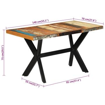 Dining Table 140x70x75 cm Solid Wood Reclaimed