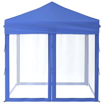 Folding Party Tent with Sidewalls Blue 2x2 m