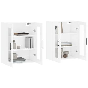 Wall Mounted Cabinets 2 pcs High Gloss White Engineered Wood