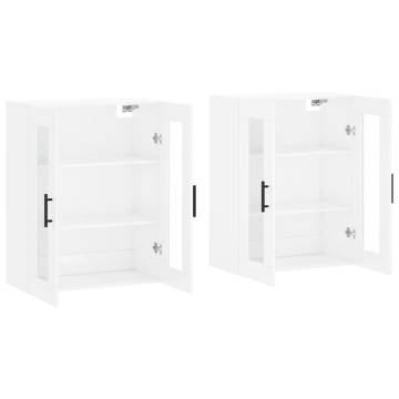 Wall Mounted Cabinets 2 pcs High Gloss White Engineered Wood