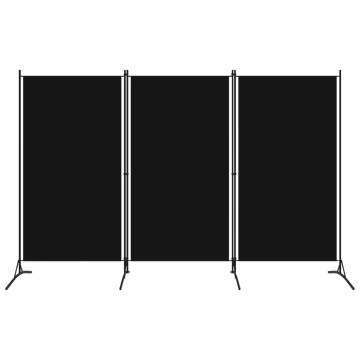 3-Panel Room Divider Black 260x180 cm