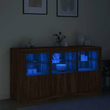 Sideboard with LED Lights Brown Oak 123x37x67 cm