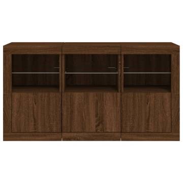 Sideboard with LED Lights Brown Oak 123x37x67 cm