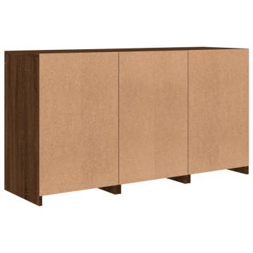 Sideboard with LED Lights Brown Oak 123x37x67 cm