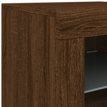 Sideboard with LED Lights Brown Oak 123x37x67 cm