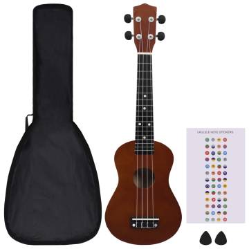 Soprano Ukulele Set with Bag for Kids Dark Wood 23"