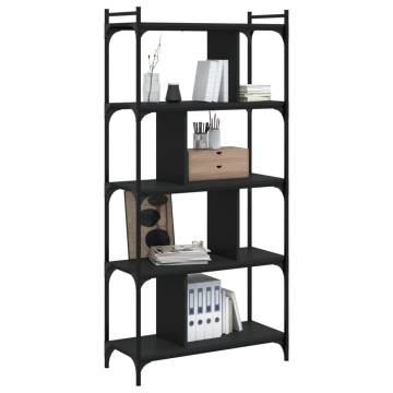 Bookcase 5-Tier Black 76x32x158 cm Engineered Wood