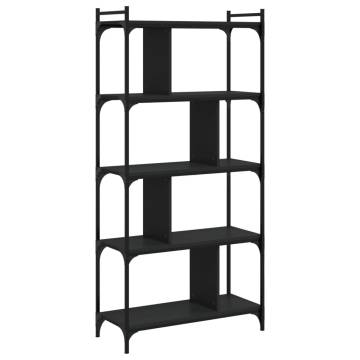 Bookcase 5-Tier Black 76x32x158 cm Engineered Wood