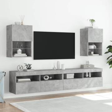 TV Cabinet with LED Lights Concrete Grey 40.5x30x60 cm