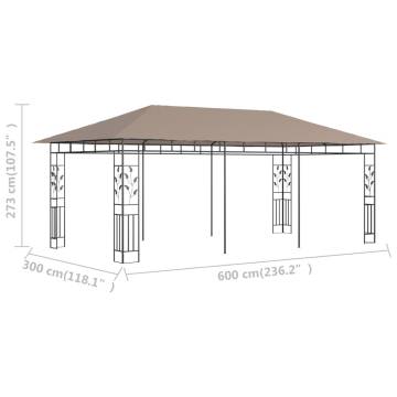 Gazebo with Mosquito Net 6x3x2.73 m Taupe 180 g/m²