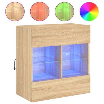 TV Wall Cabinet with LED Lights Sonoma Oak 58.5x30x60.5 cm