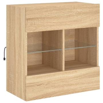 TV Wall Cabinet with LED Lights Sonoma Oak 58.5x30x60.5 cm