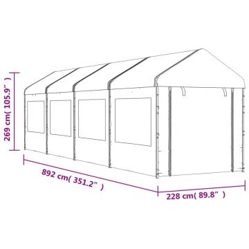 Gazebo with Roof White 8.92x2.28x2.69 m Polyethylene