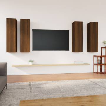 TV Cabinets 4 pcs Brown Oak 30.5x30x110 cm Engineered Wood