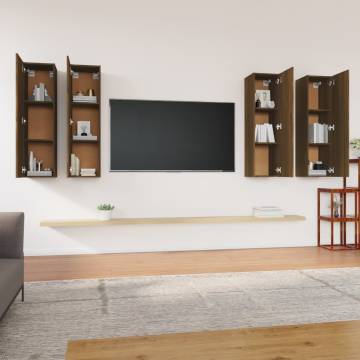 TV Cabinets 4 pcs Brown Oak 30.5x30x110 cm Engineered Wood