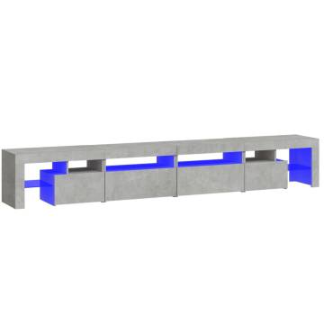 TV Cabinet with LED Lights Concrete Grey 260x36.5x40 cm